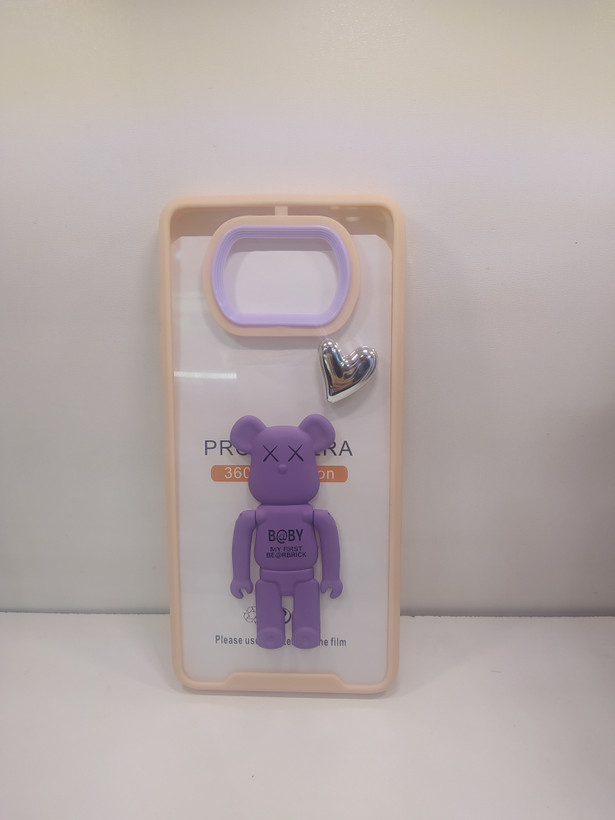 قاب گوشی Xiaomi PocoX3Pro 4G شیائومی اورجینال متال کیس Metal طرح KAWS ربات پشت طلق شفاف دور سیلیکونی هولدردار یاسی ...