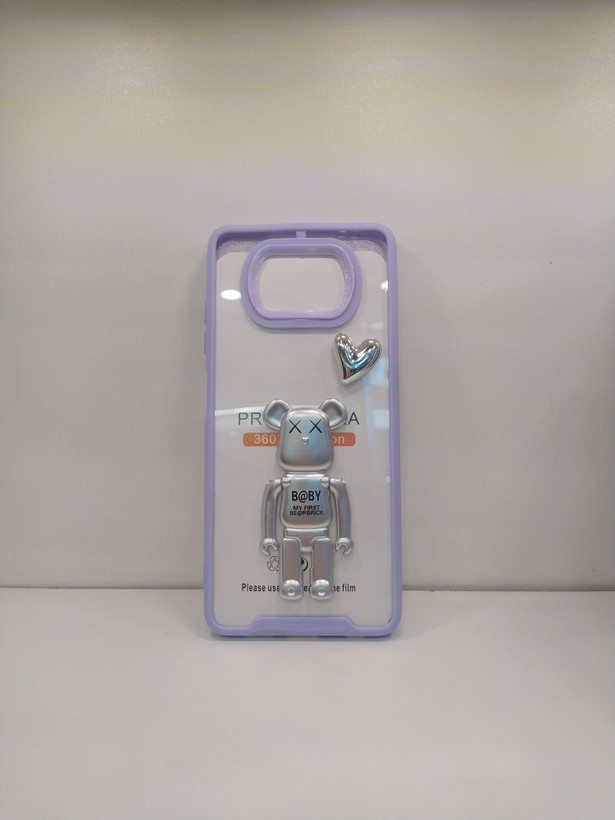 قاب گوشی Xiaomi PocoX3Pro 4G شیائومی اورجینال متال کیس Metal طرح KAWS ربات پشت طلق شفاف دور