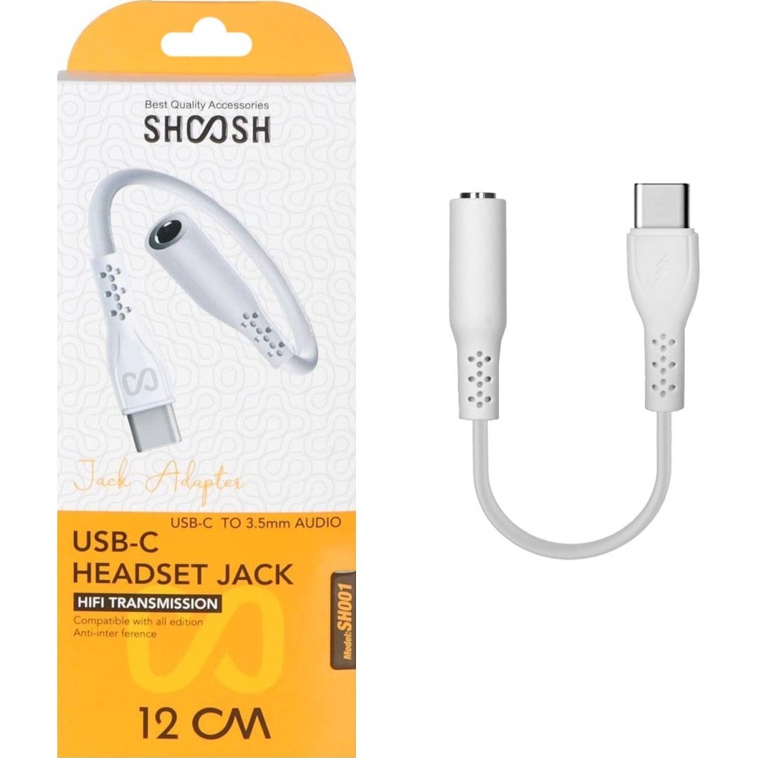 تبدیل Type-C به جک 3.5 میلیمتری Shoosh مدل SH001 - سفید - SMO