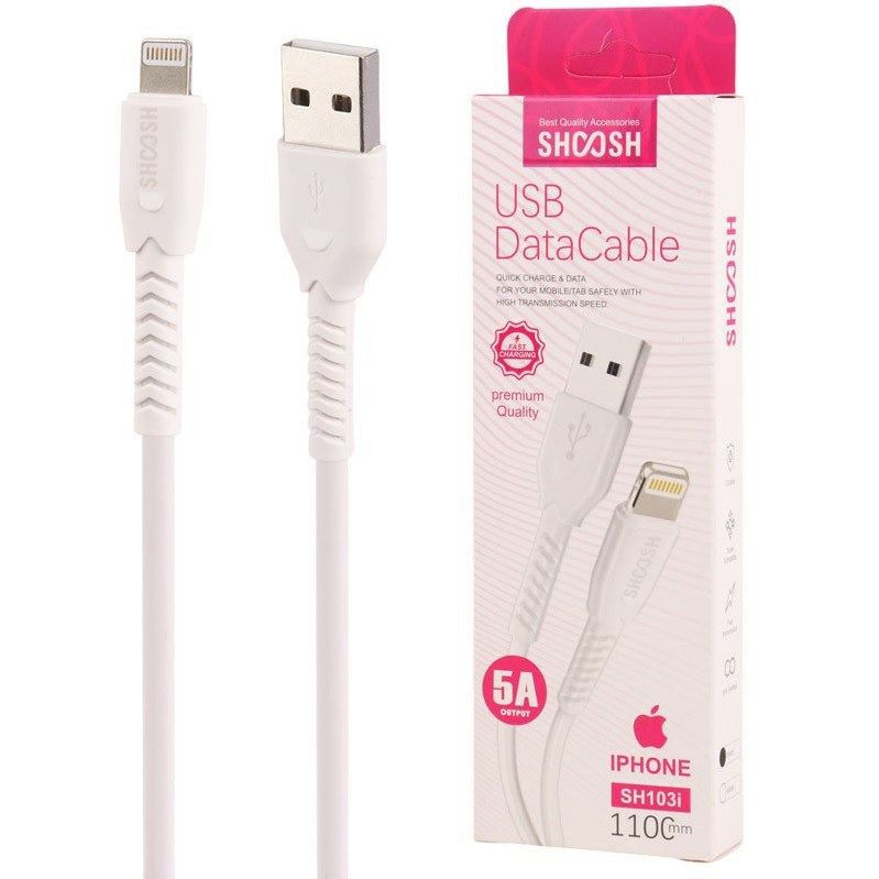 کابل لایتنینگ فست شارژ 5 آمپر شوش SH103i طول 1.1 متر