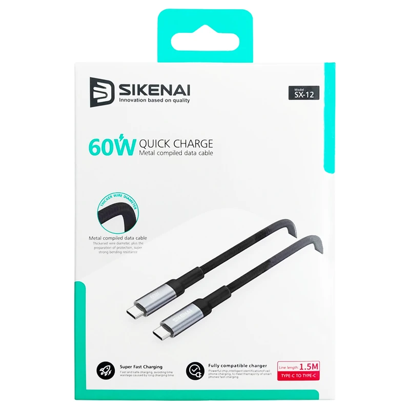 کابل تبدیل USB-C سیکنای مدل SX-12 طول 1 متر